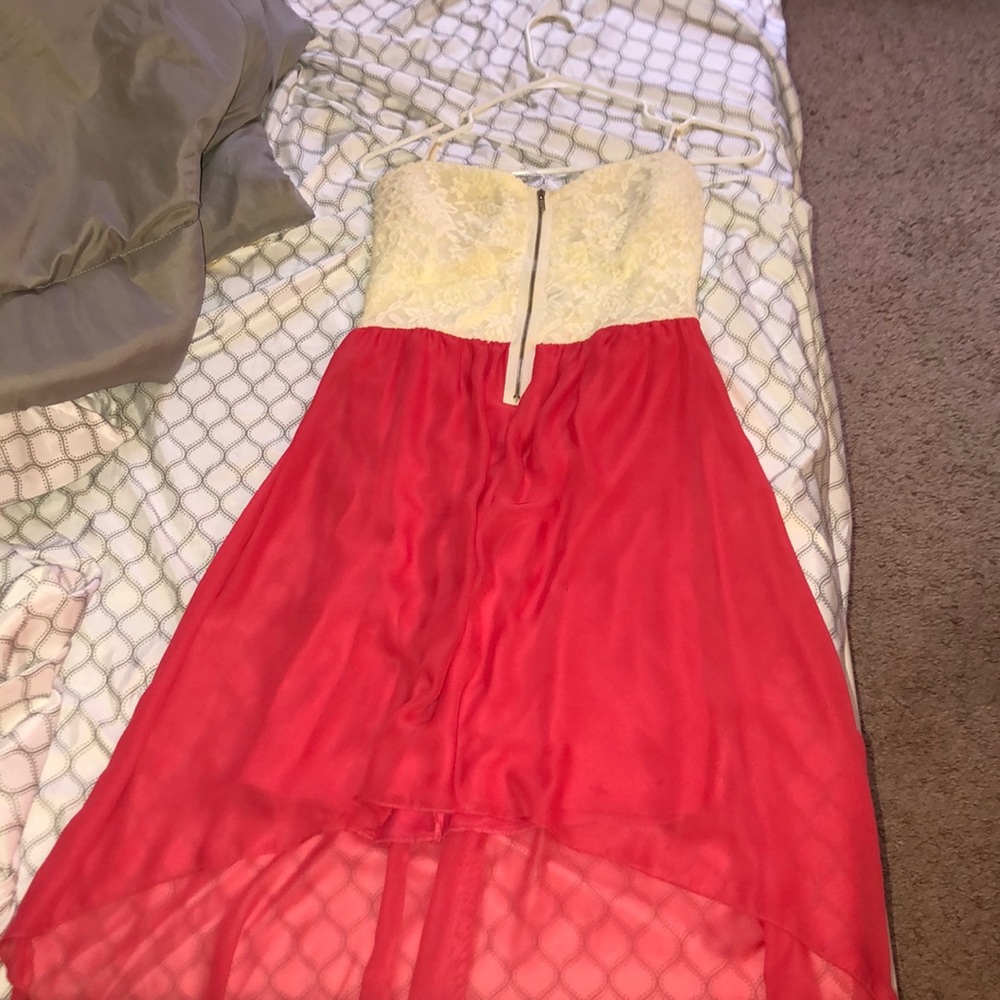 Loose pink and cream high low dress